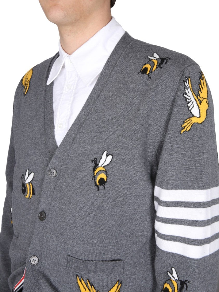 Cardigan With Birds And Bees Inlays