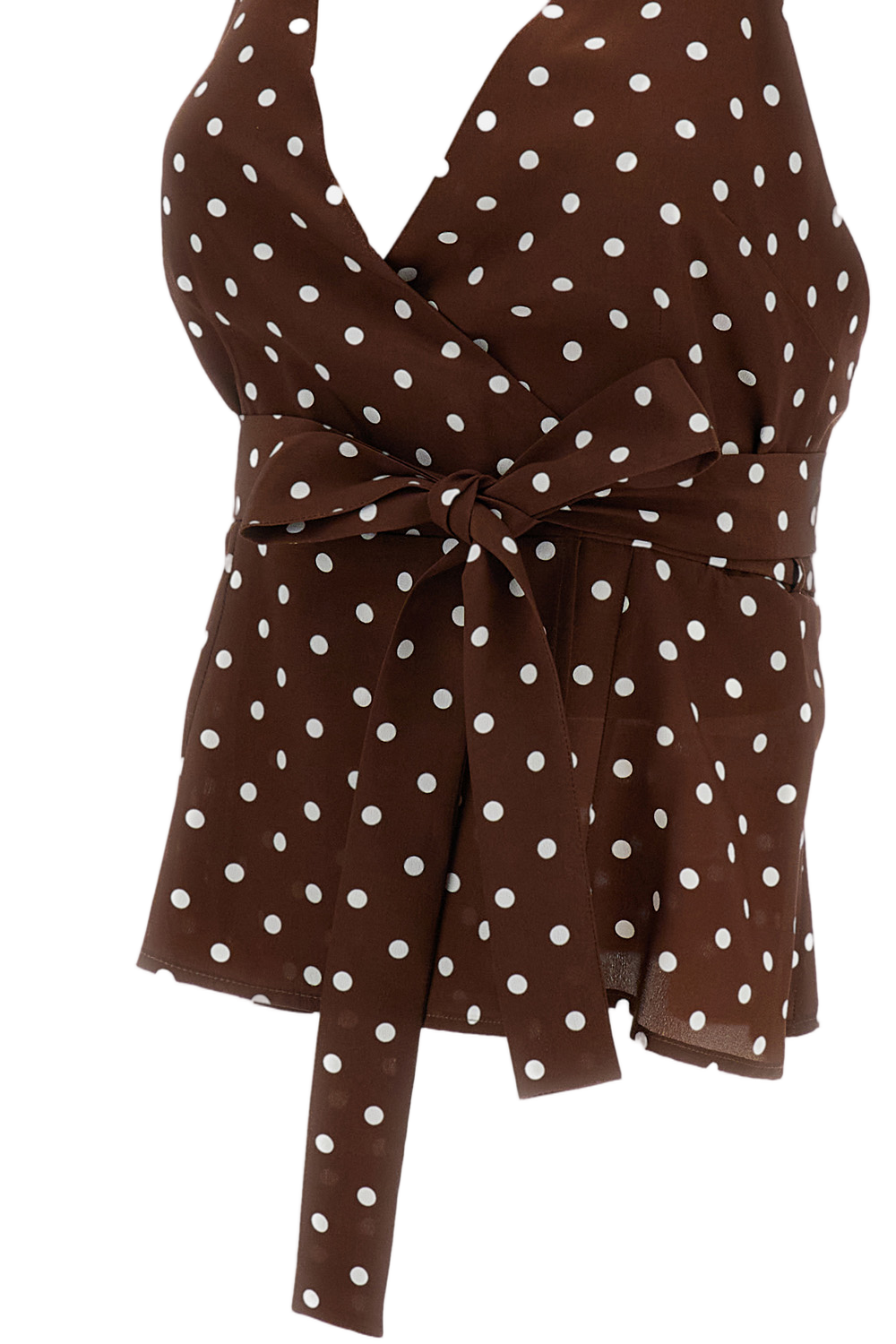 Silk Polka Dot Halter Neck Top