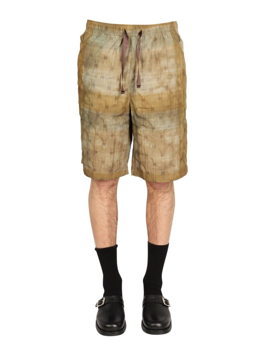 Earthy Checkered Bermuda Shorts