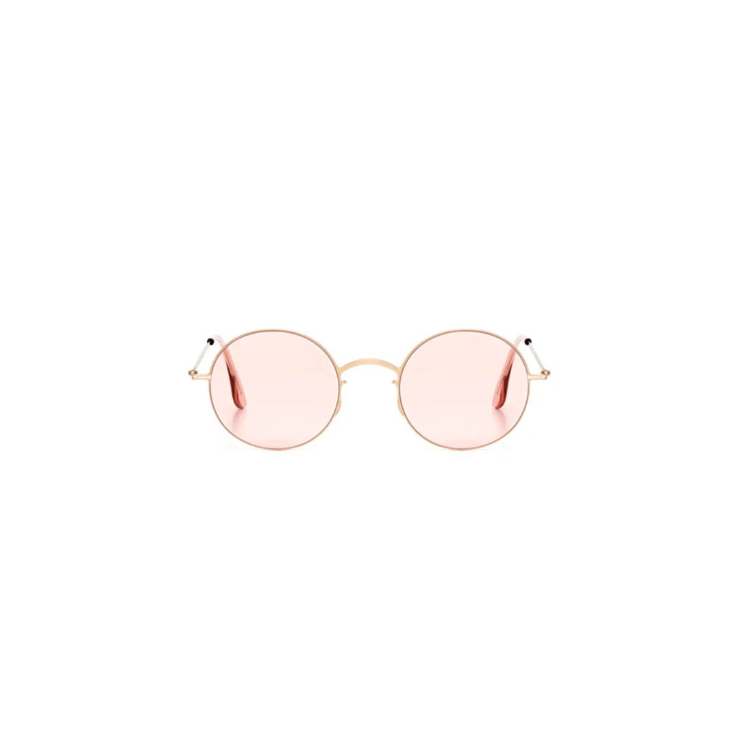 Casper Gold-Tinted Minimalist Round Sunglasses with Thin Metal Frame