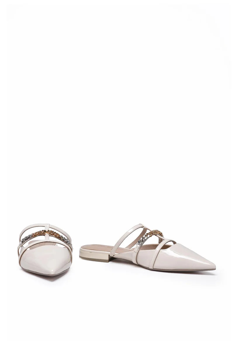 Patent Rubber Mules - White