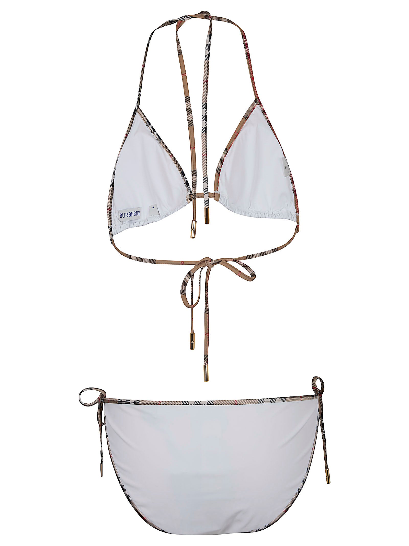 Classic Triangle Bikini Set with Check-Patterned Trim