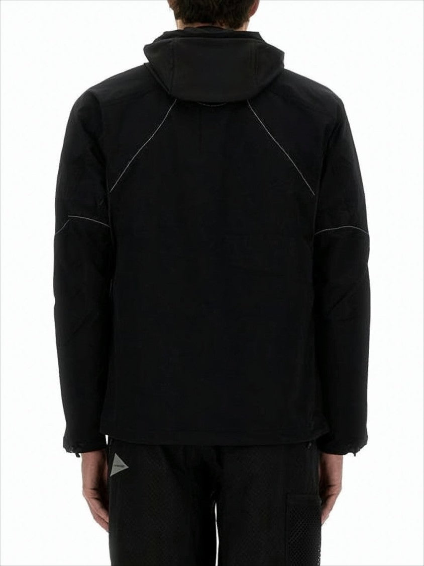 Black Hooded Jacket with Reflective Piping