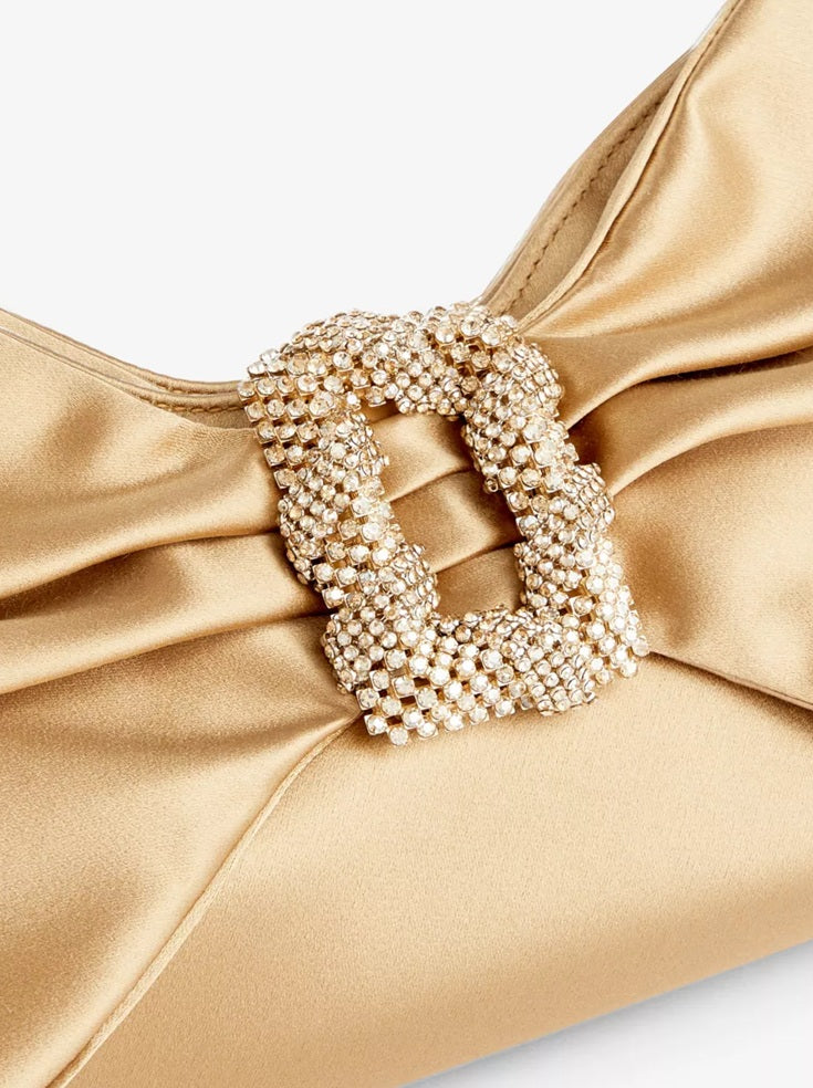 Cecilia Gold Satin Clutch