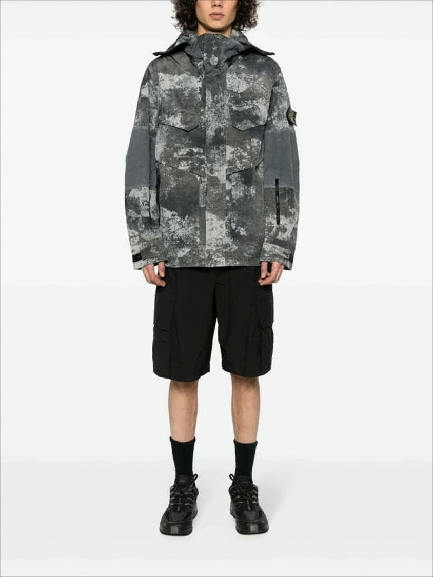 Digital Camouflage Jacket with Structured Collar