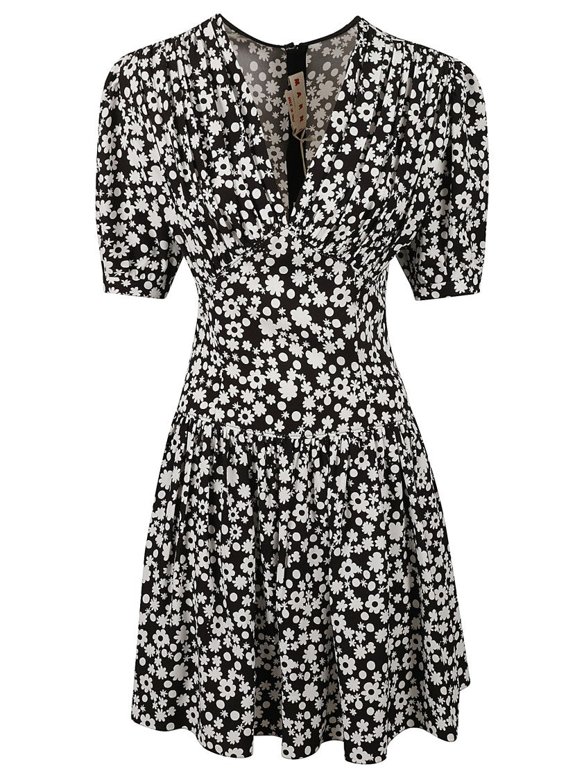 Fitted Mini Dress With Deep V-Neckline