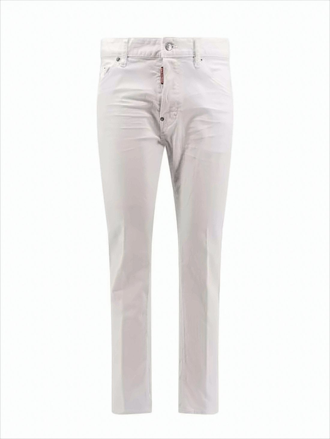 Slim-Fit White Denim Pants