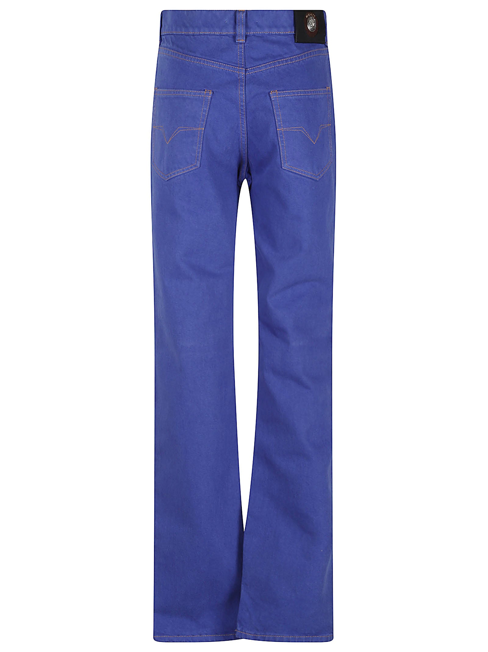 Straight-Leg Denim Jeans with Contrast Stitching and Branded Patch
