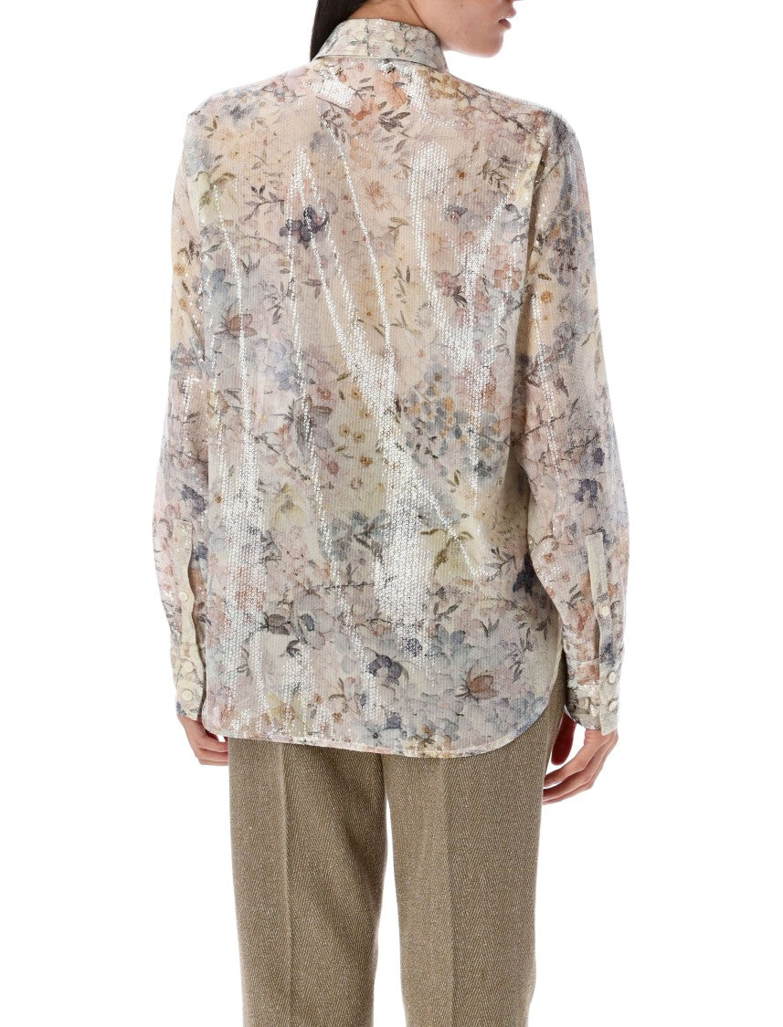 Floral Sequin Print Shirt