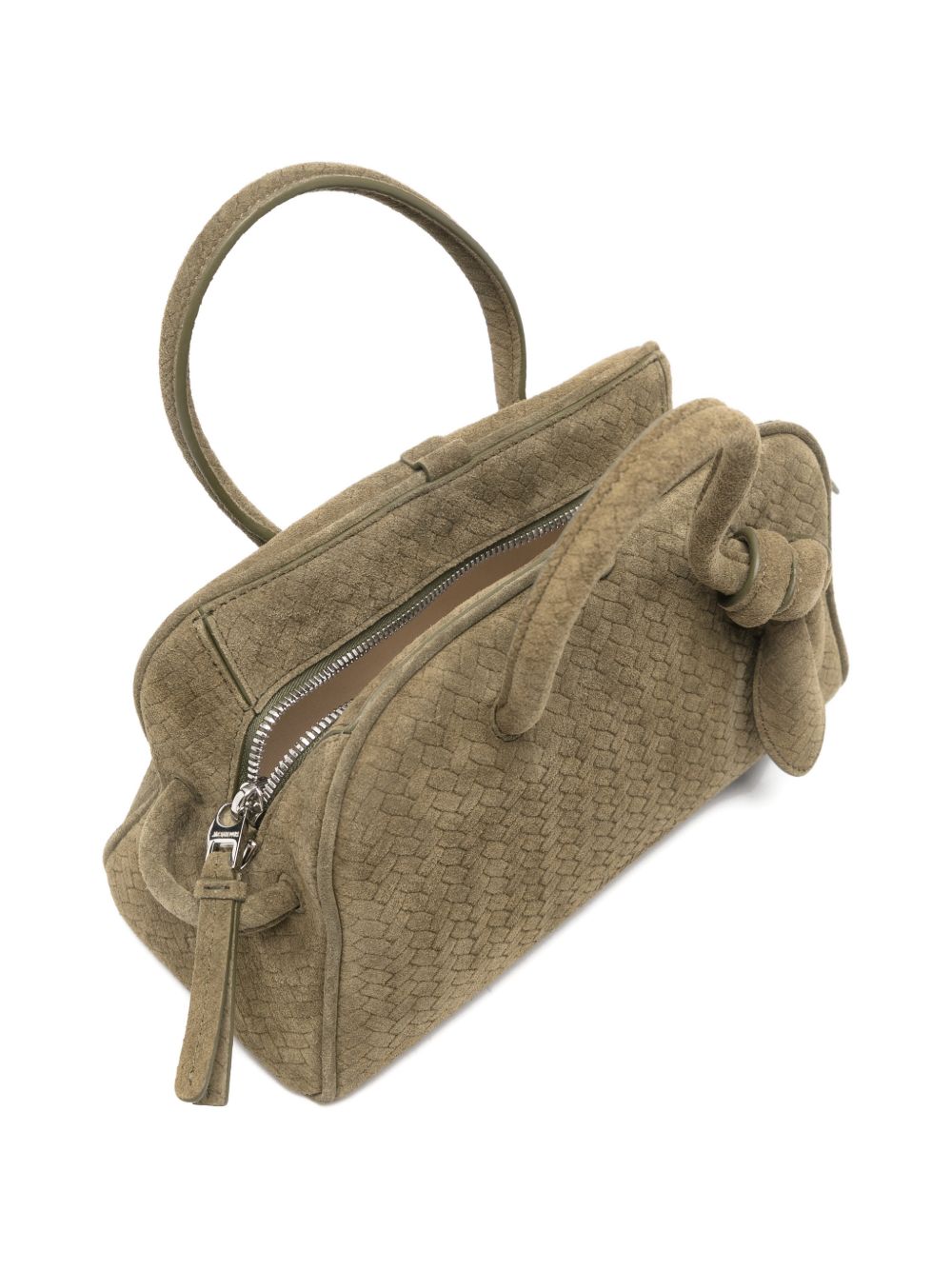Khaki Green Woven Top Handle Bag