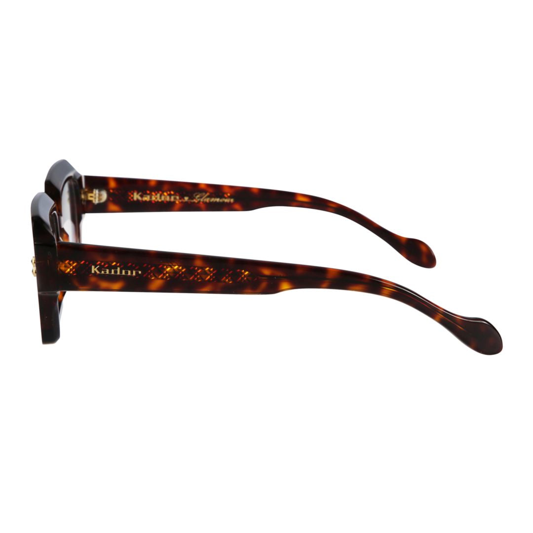 Evy Glamour Rectangular Tortoiseshell Frame Eyeglasses with Gold Accents