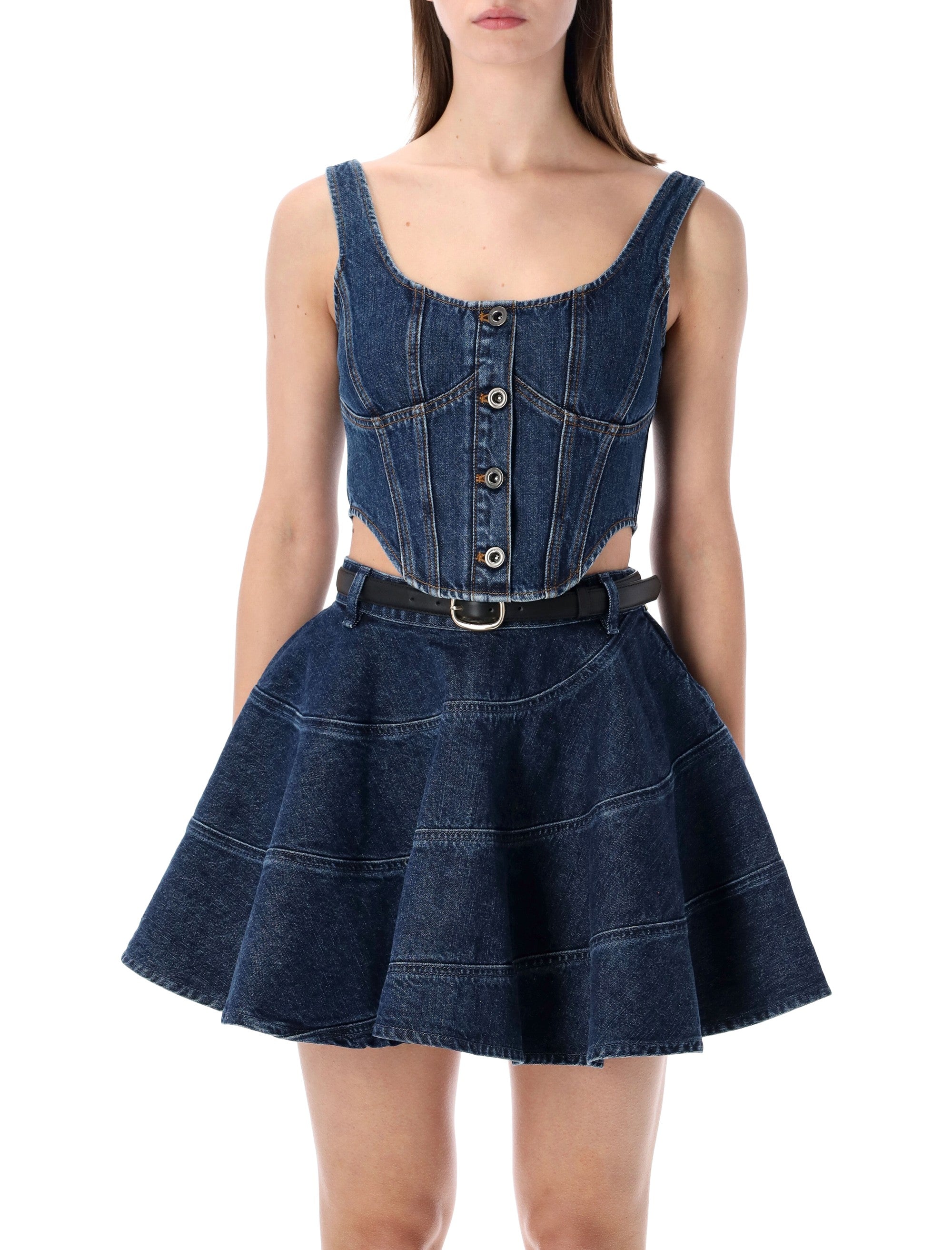 Denim Corset Top with Sculpted Design