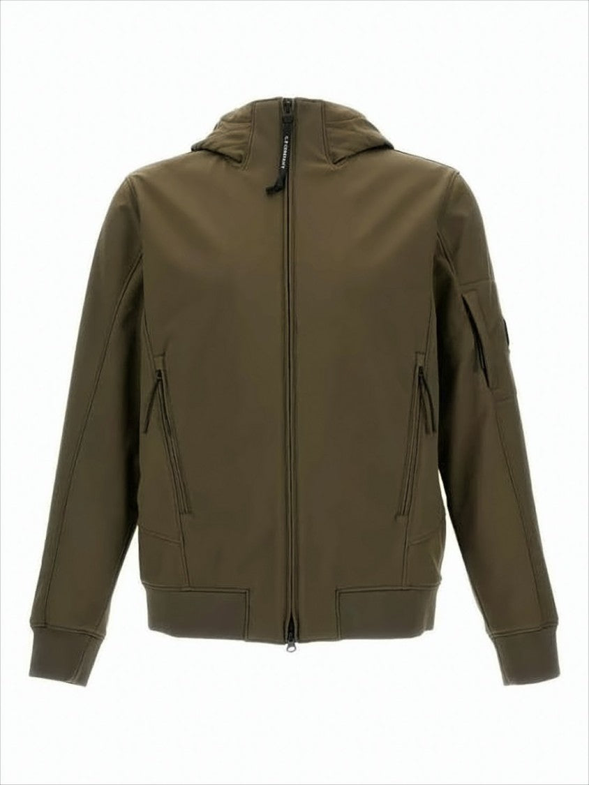 Matte-Finish Hooded Jacket With Zippered Pockets And Logo Patch