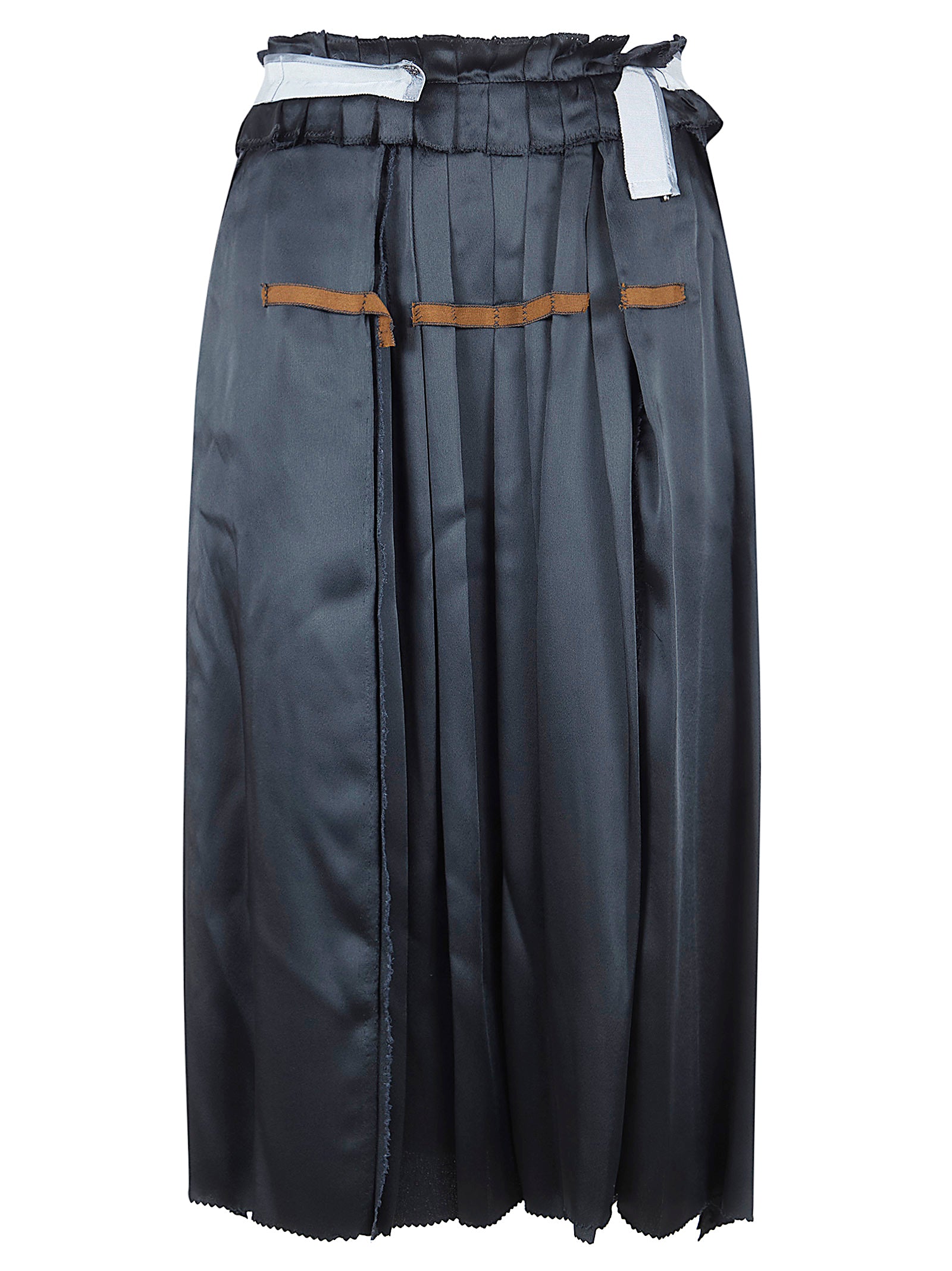 Pleated Skirt with Raw-Cut Hem