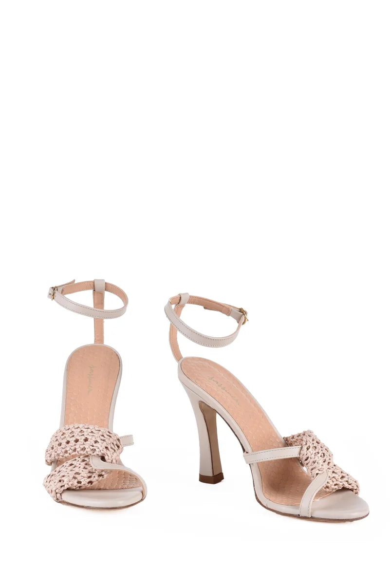 Woven Design Sandals with Ankle Strap