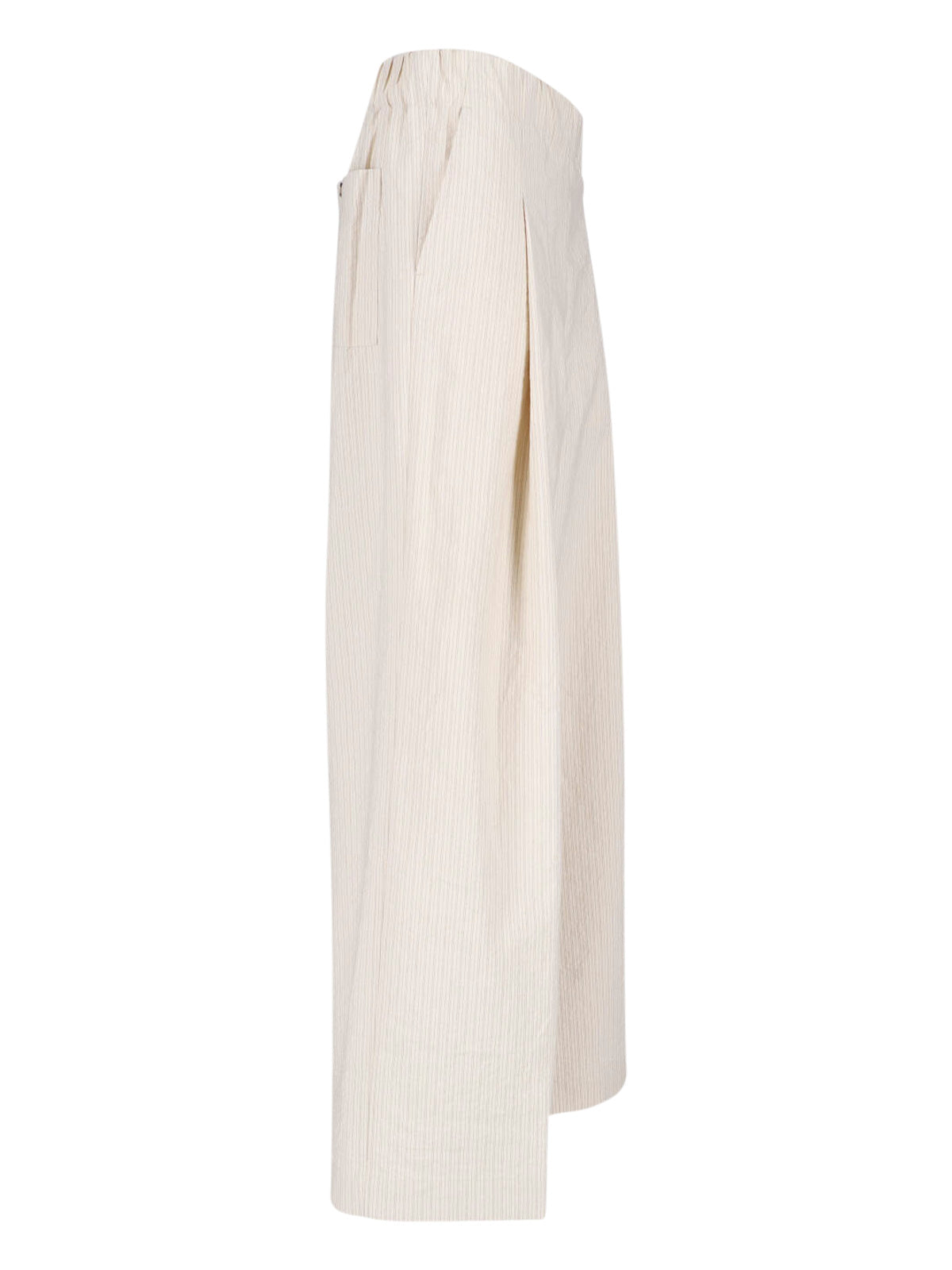 Black Pinstriped Texture Wide-Leg Trousers