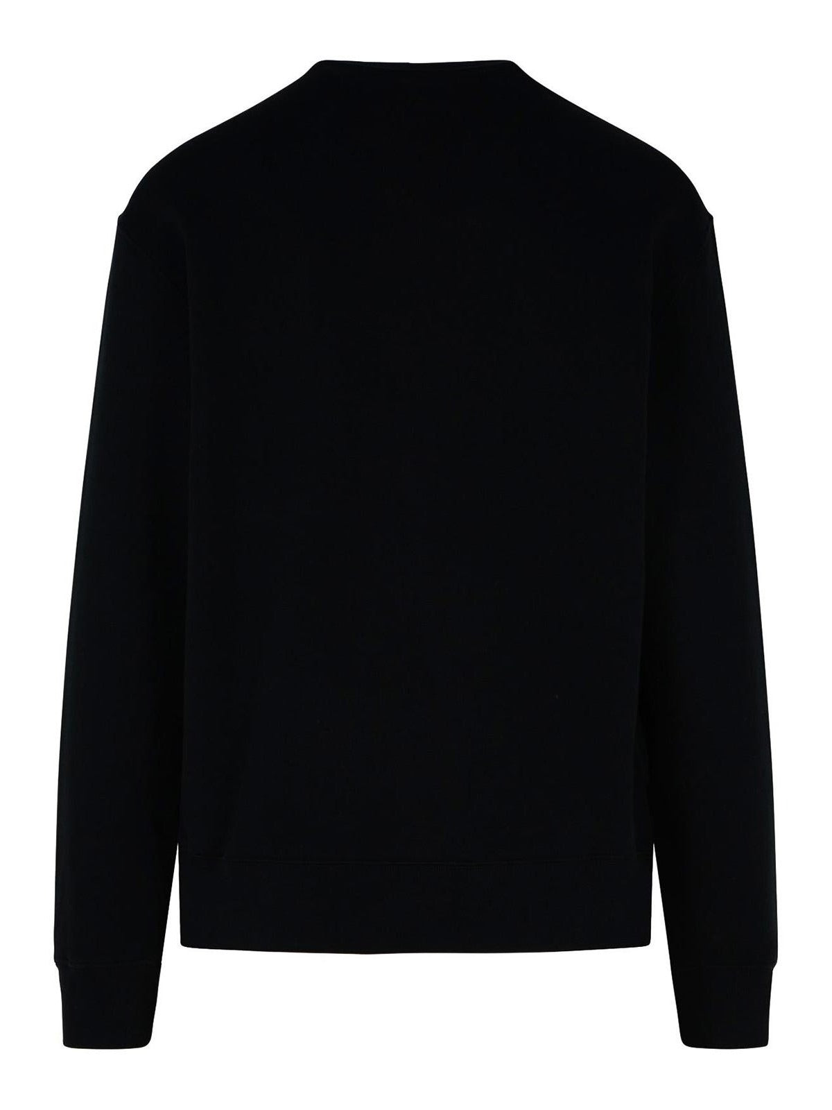 Long Sleeve Black Crewneck Sweatshirt With Embroidered Fox Emblem