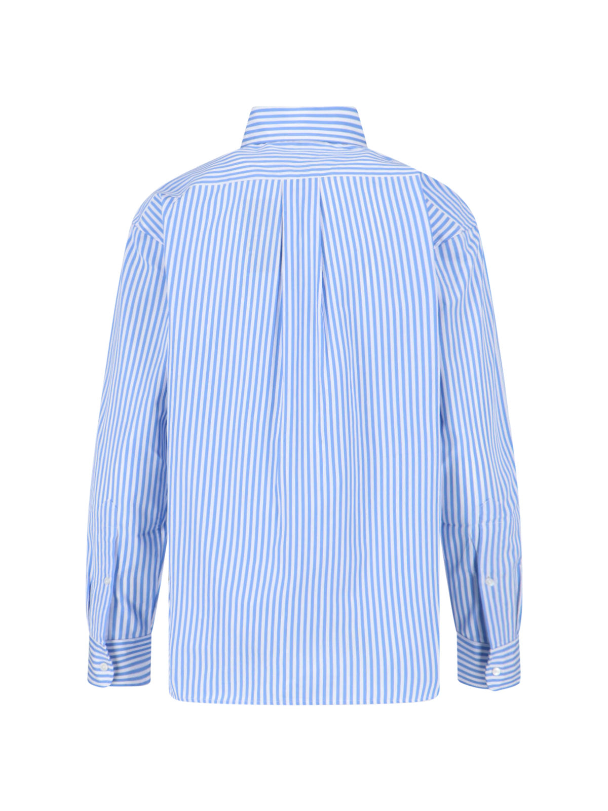 Blue Striped Button-Up Cotton Shirt