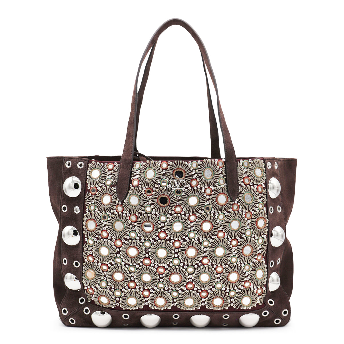 Embellished Brown Leather Tote