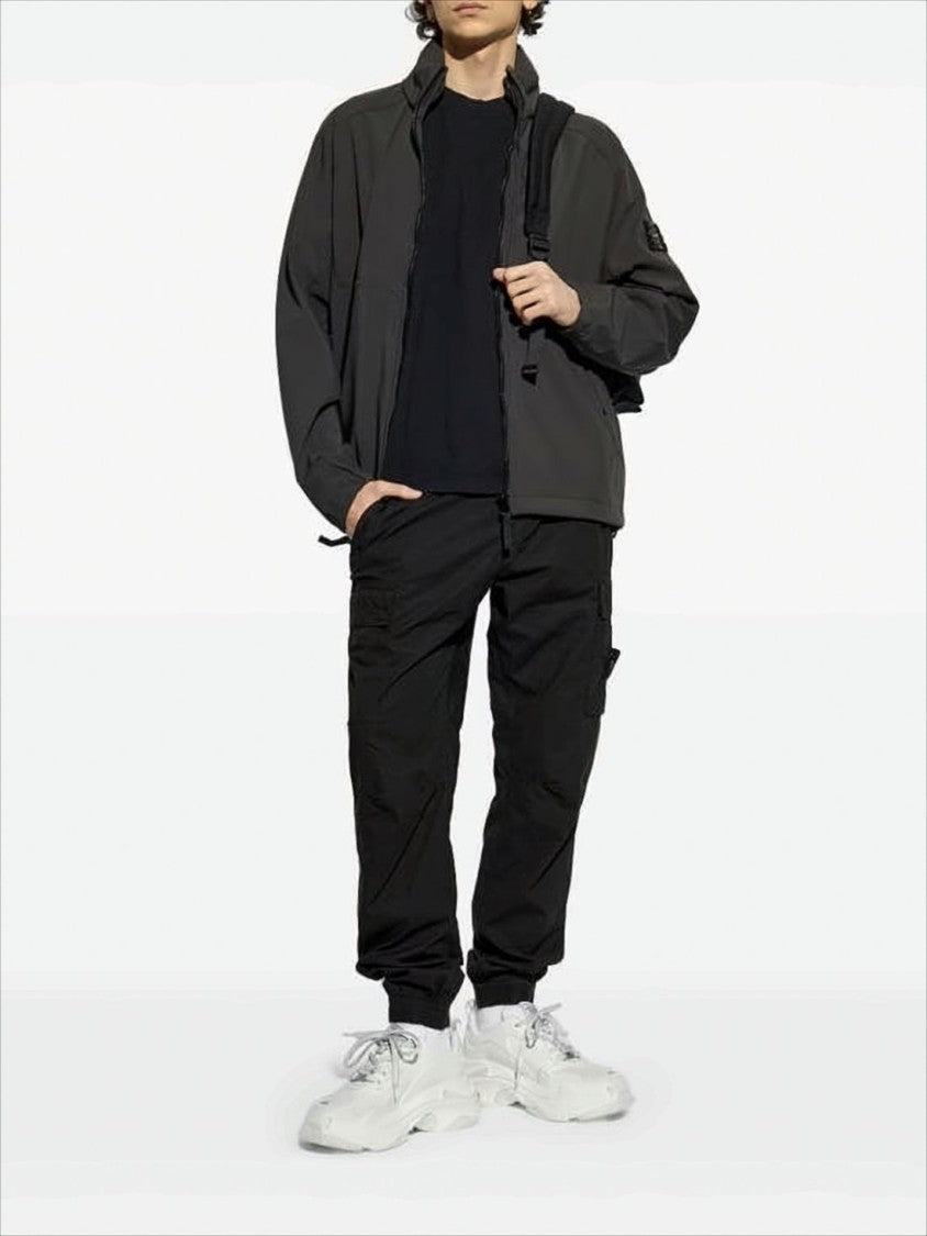 Relaxed Fit Grey Jacket with High Collar and Zipper Closure