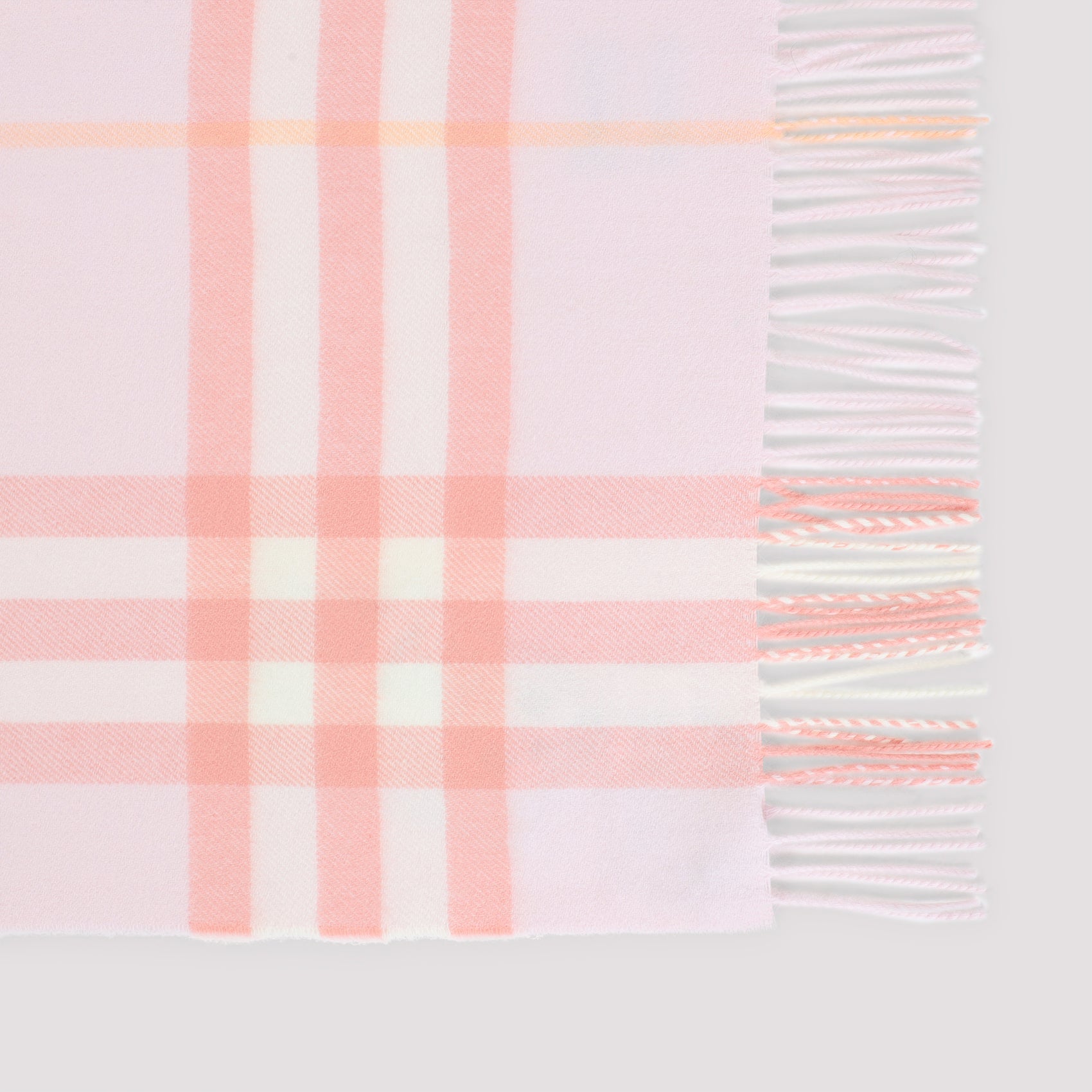 Check Pattern Fringed Cashmere Scarf