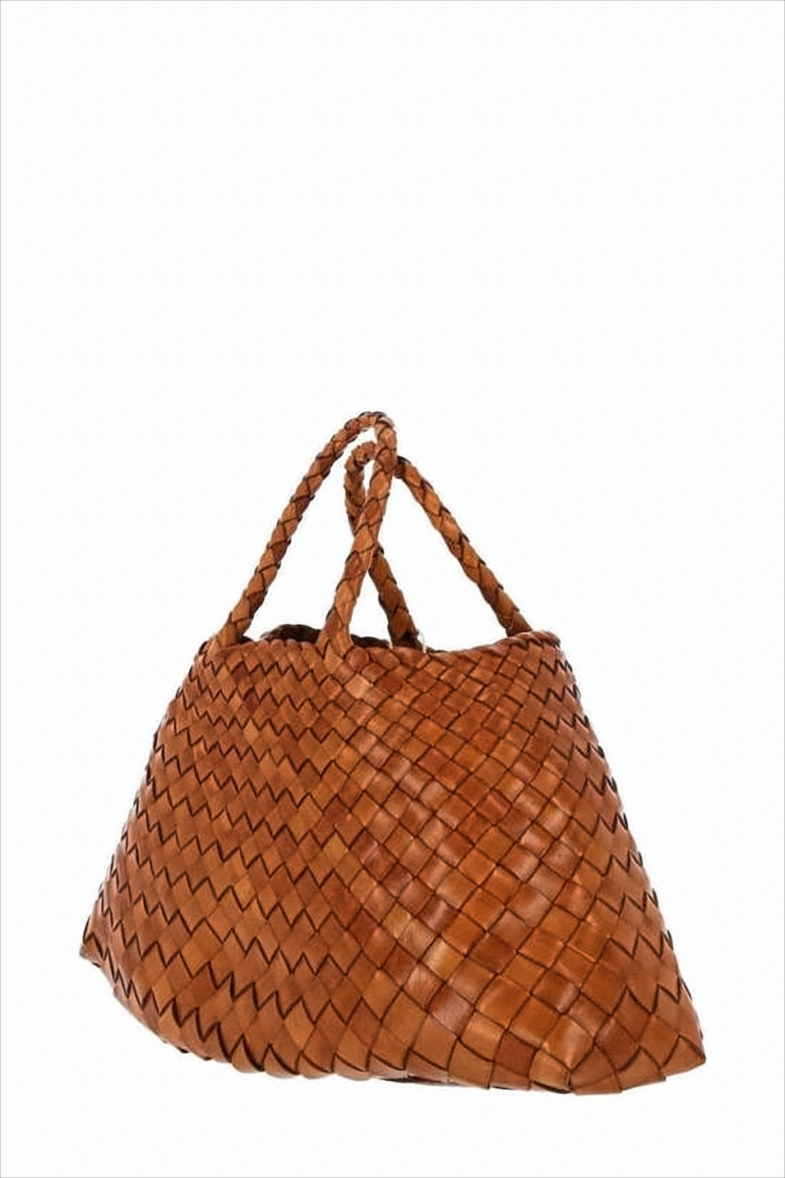 Woven Buffalo Leather Tote with Braided Handles