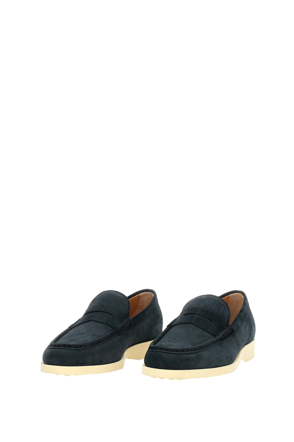 Debossed Monogram Blue Calfskin Suede Loafers