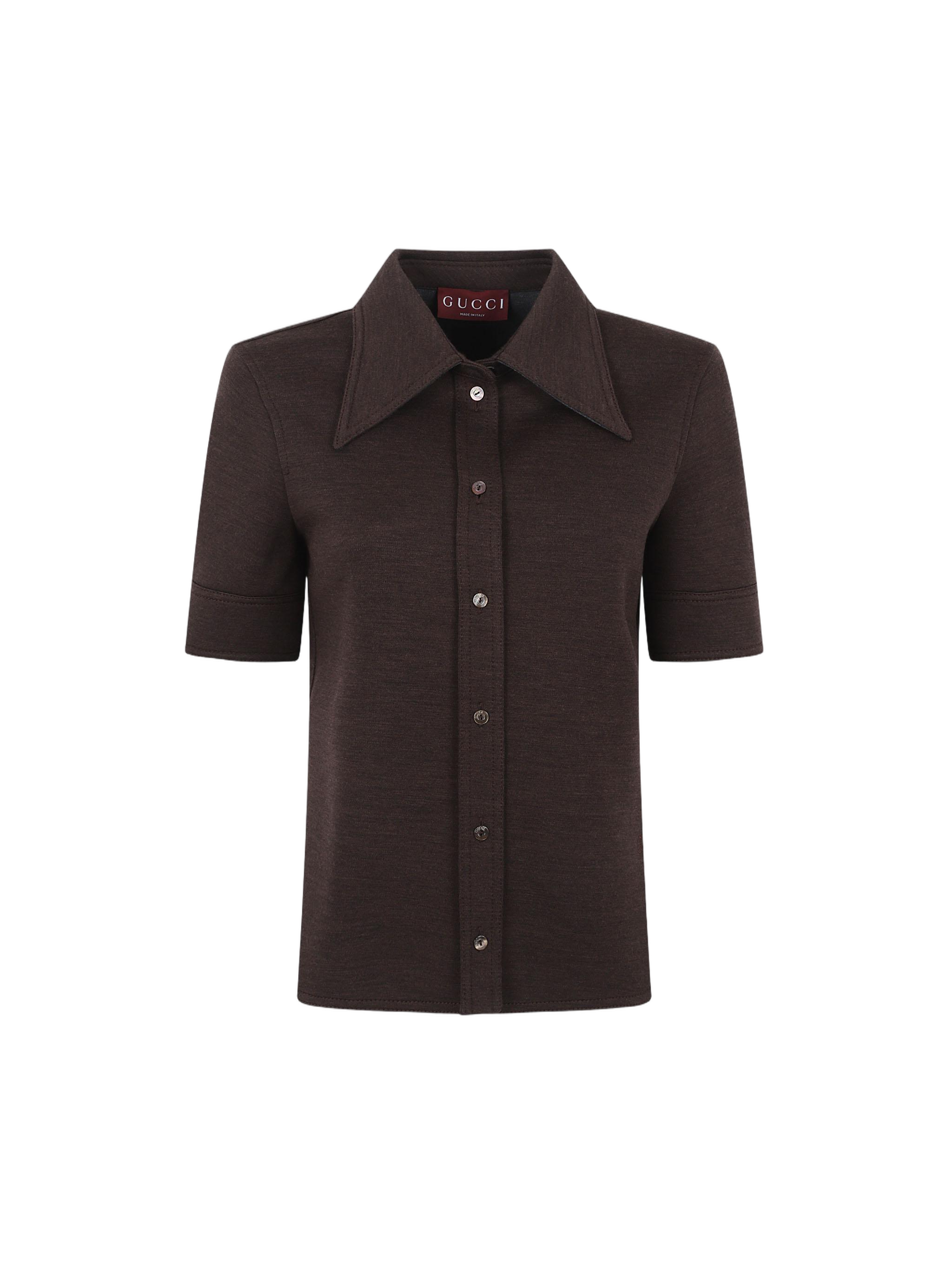 Pointed Collar Gucci Shirt With Short Sleeves