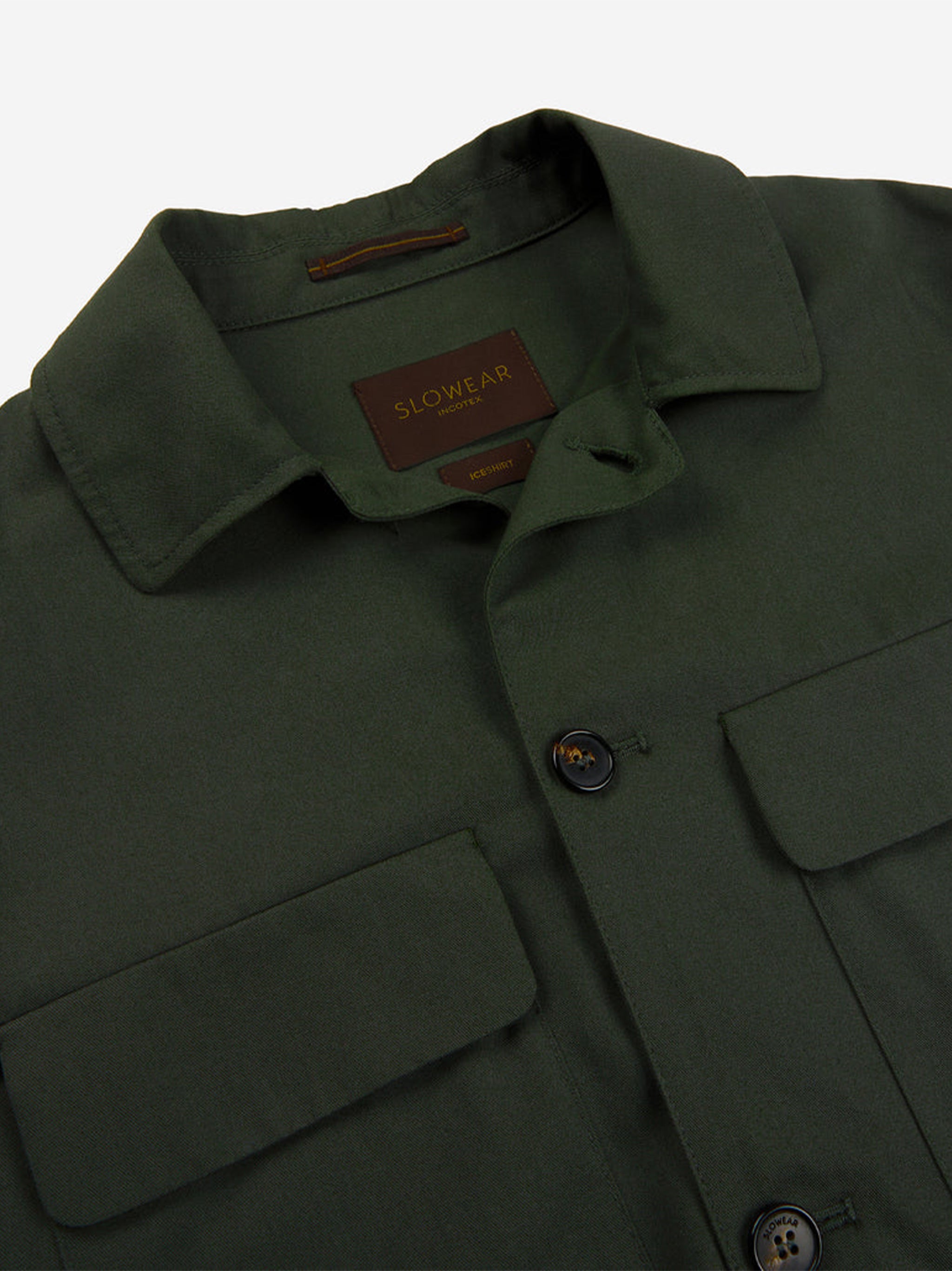 Dark Green Classic Collar Cotton Jacket