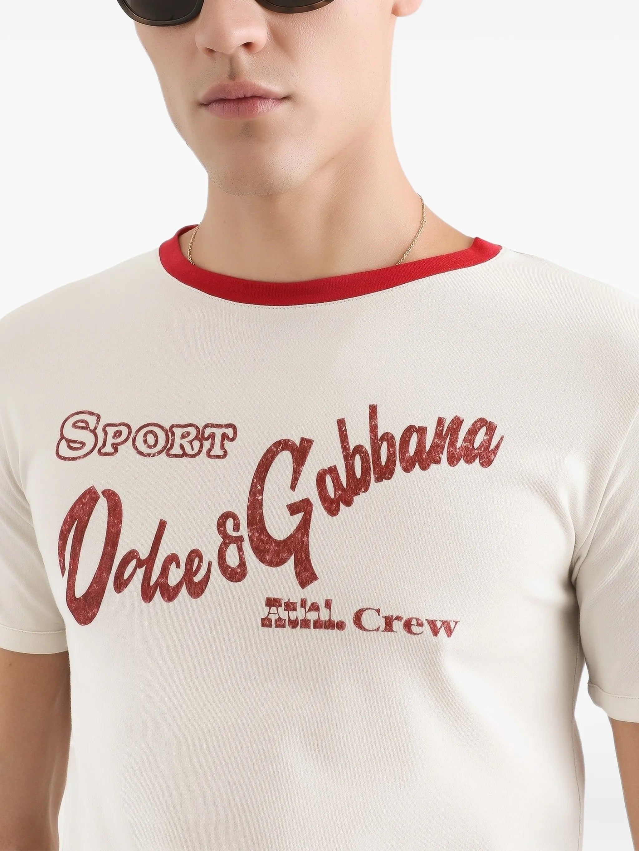 White Crew Neck Cotton Graphic T-Shirt