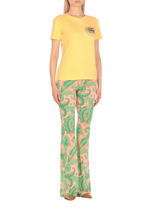 Embroidered Cotton T-Shirt With Floral Paisley Accents