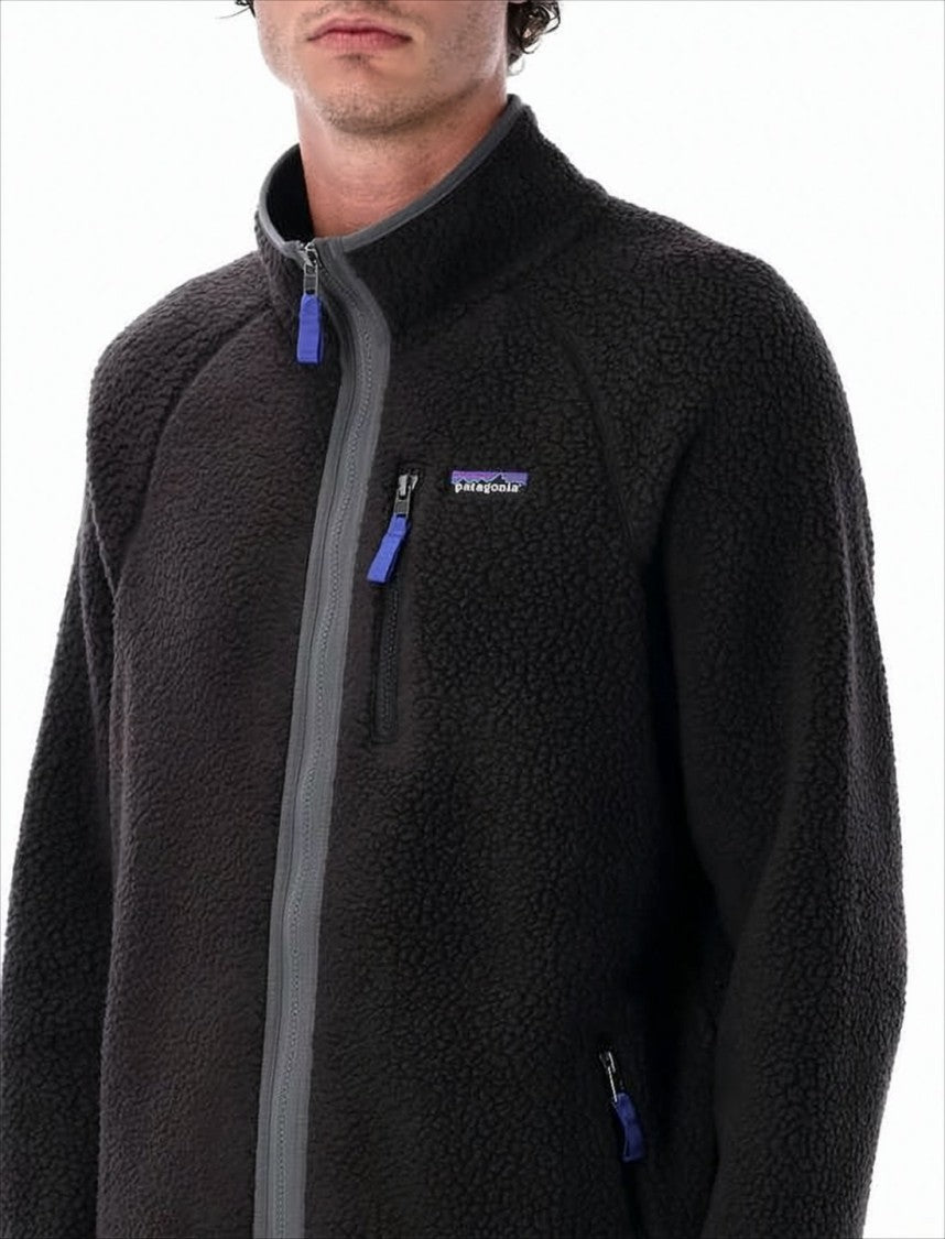 Textured Fleece Jacket with High Collar