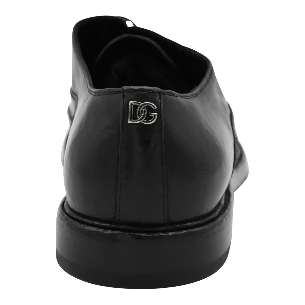 Brogue-Style Black Leather Flat Shoes