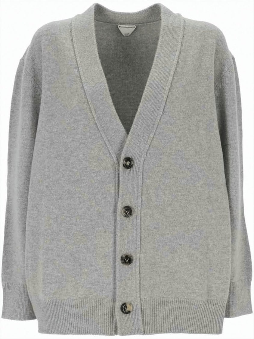 Cashmere Blend Cardigan With Woven Leather Elbow Patches
