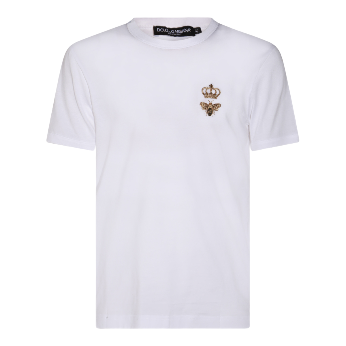 Classic White Short-Sleeve T-Shirt with Embroidered Emblem