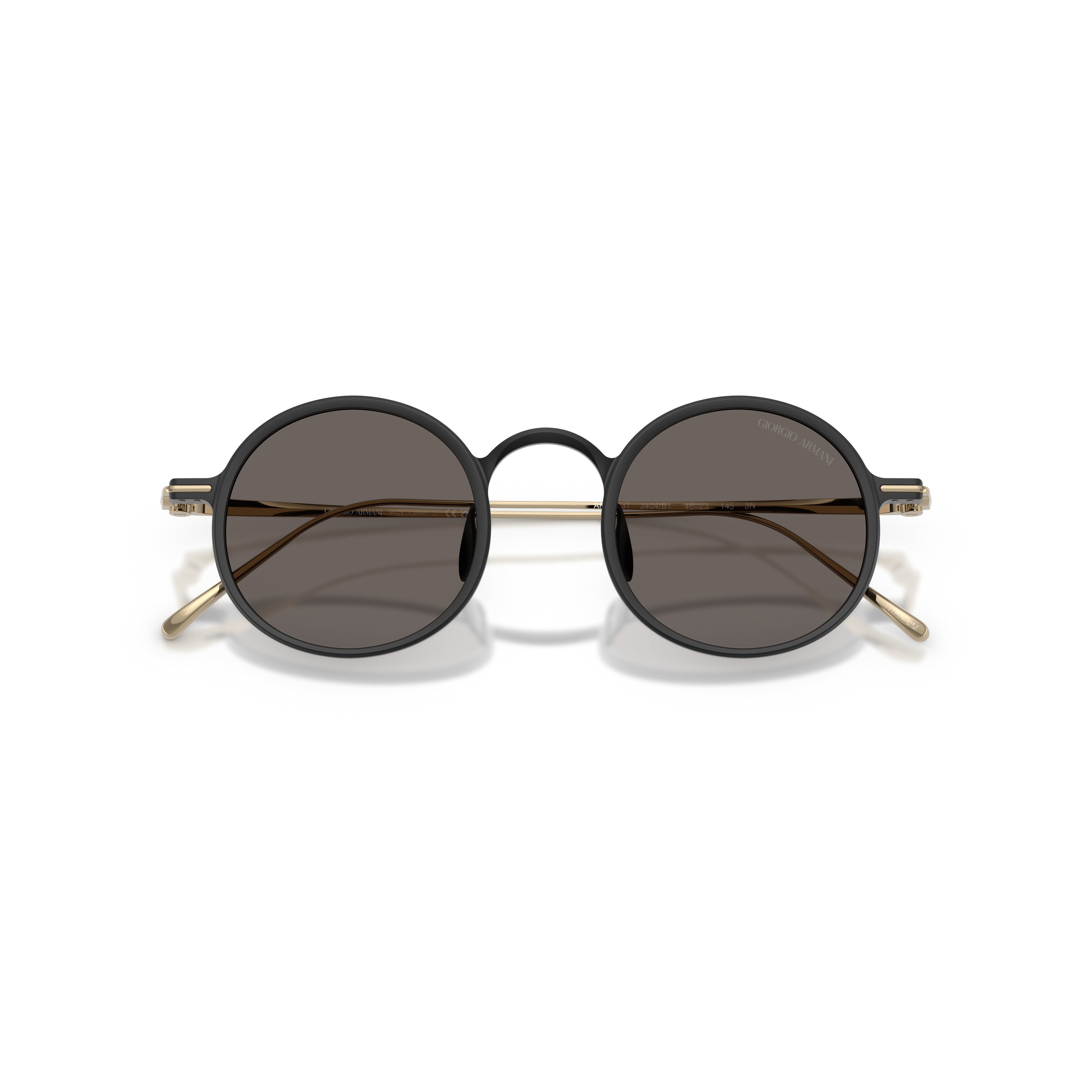 0ar6173t Round Lens Sunglasses with Elongated Gold Temples
