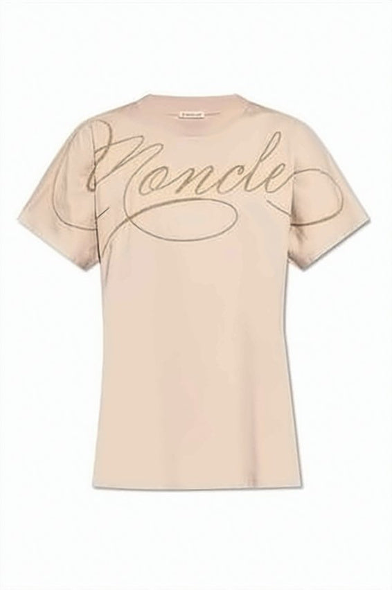 Cursively Embroidered Logo Cotton T-Shirt