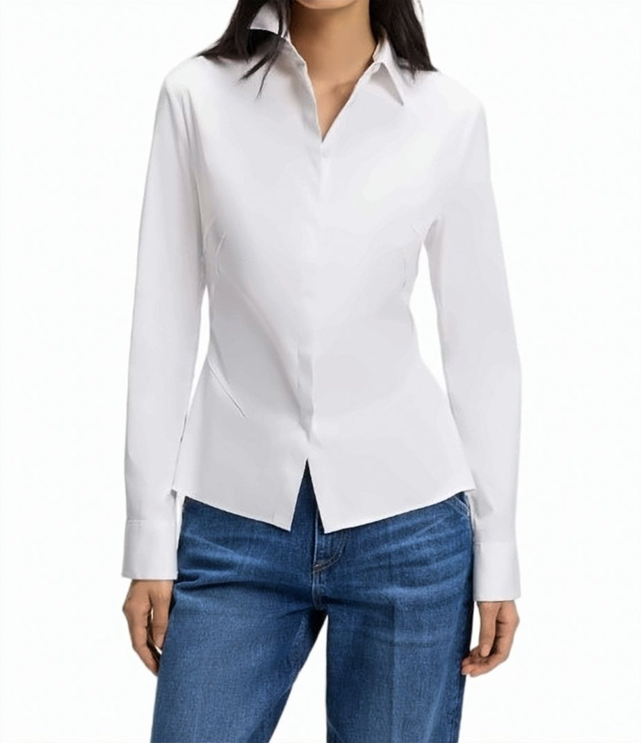 White Burbel Cotton Long Sleeve Shirt