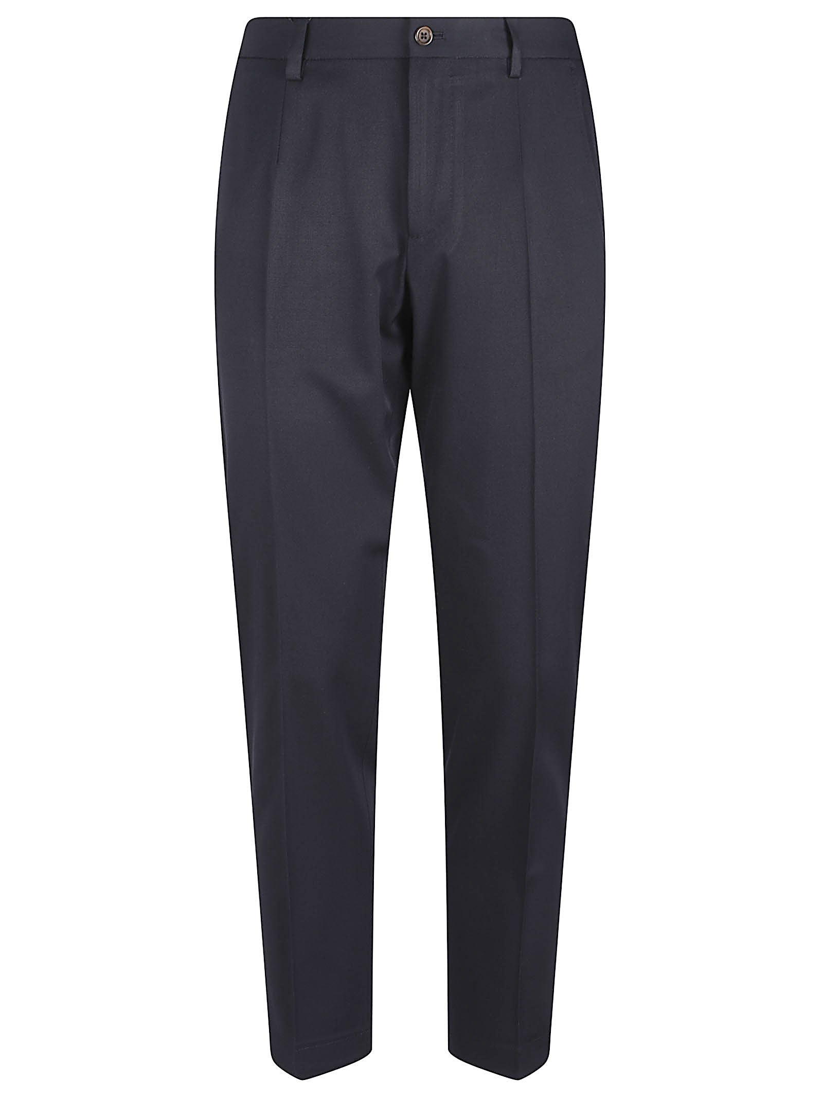 Tailored Fit Black Trousers with Button Closure