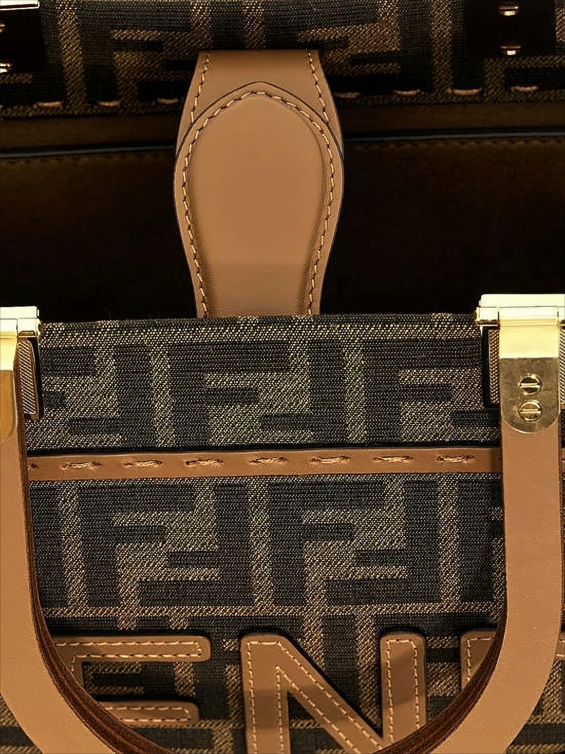 Structured Brown Monogram Canvas Shopper Bag