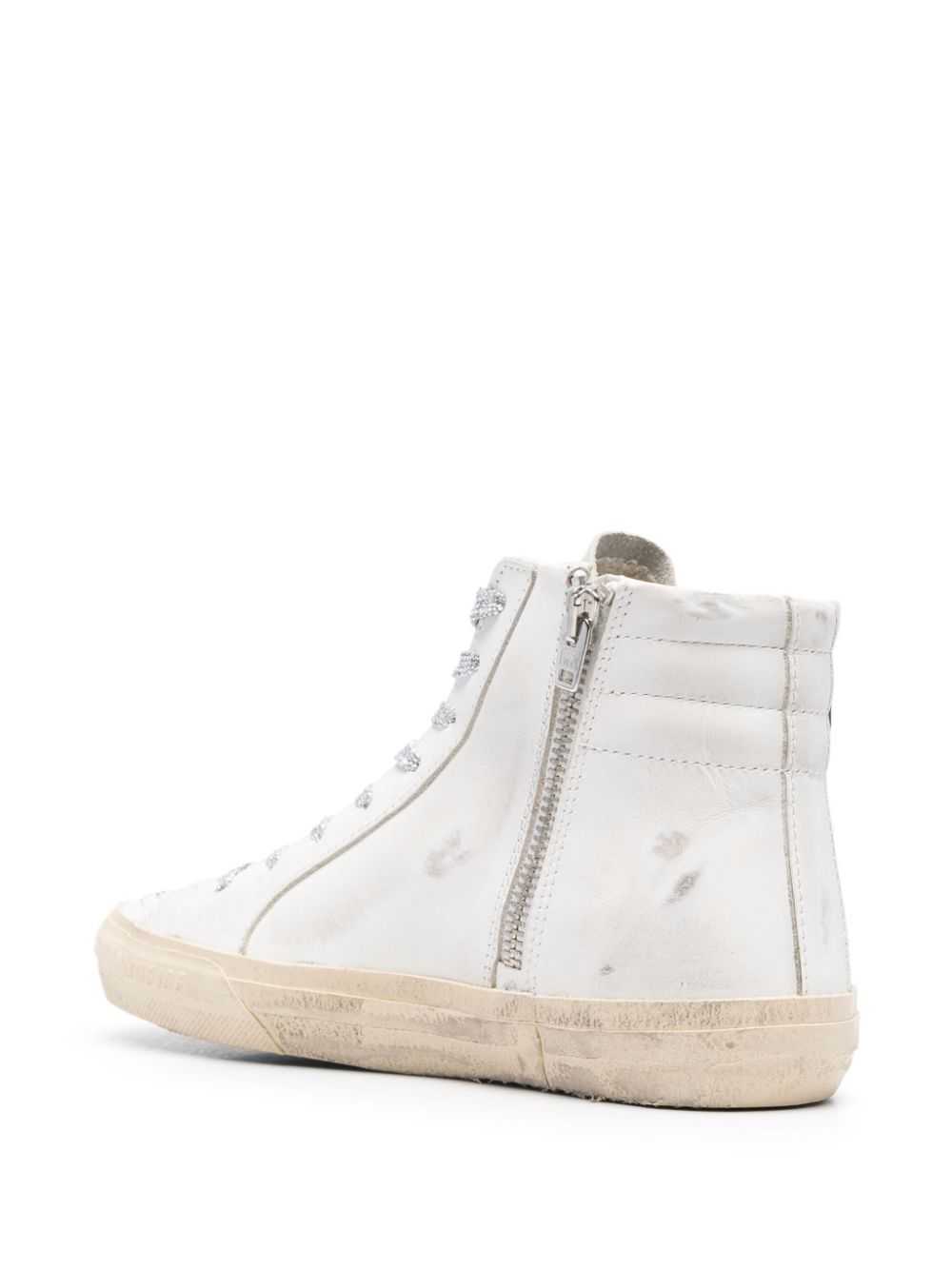 Distressed White Leather Sneakers