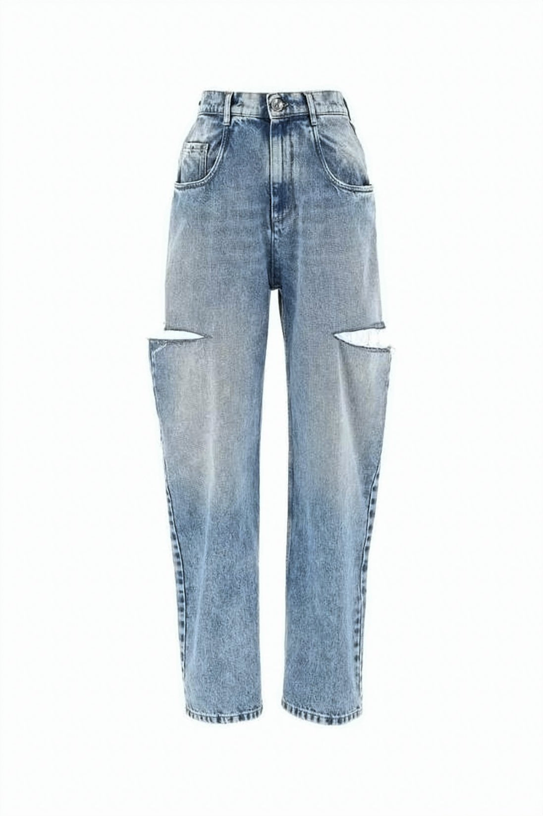Light Blue Denim Jeans with Distinctive Slash Cut-outs
