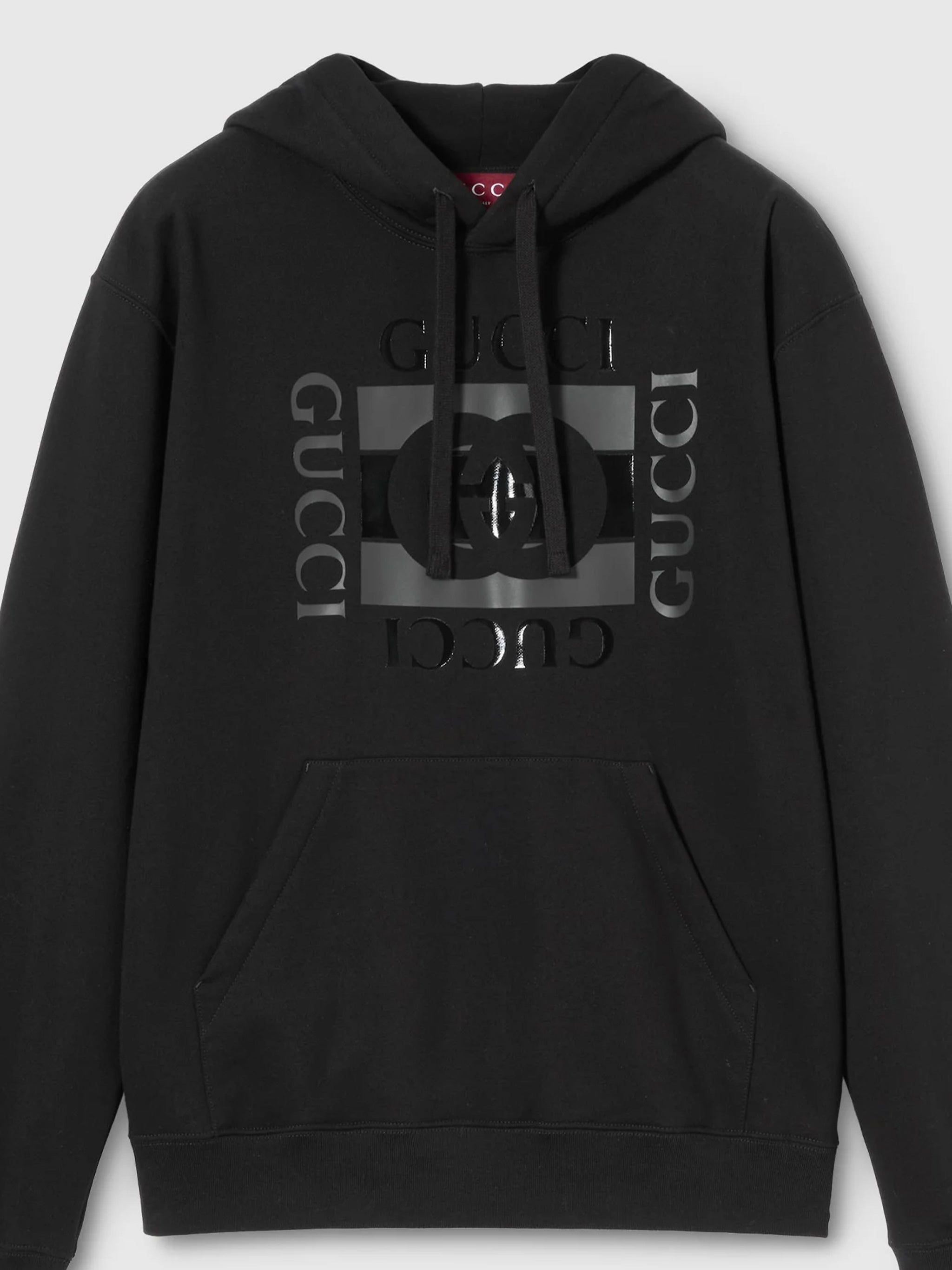 Black Front Kangaroo Pocket Logo Hoodie