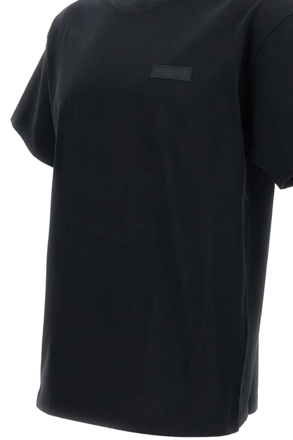 Solid Black T-Shirt With Embroidered Logo Detail