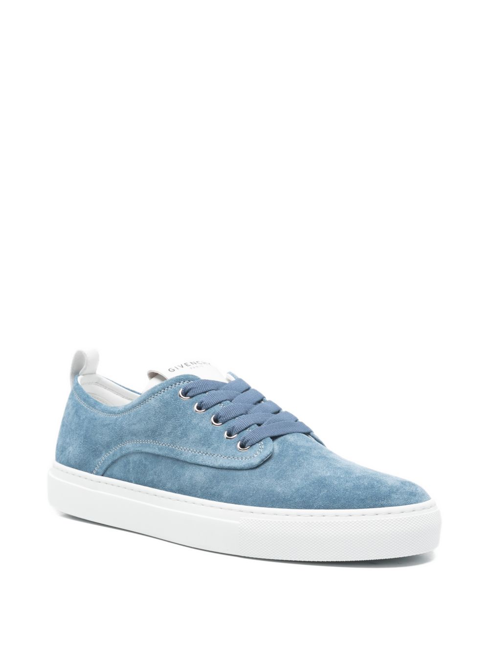 Minimalistic Blue Suede Sneakers With Rubber Sole