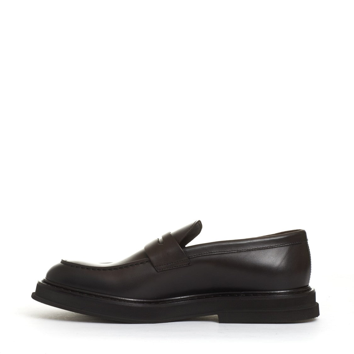 Brown Leather Moccasin With Edged Rubber Sole