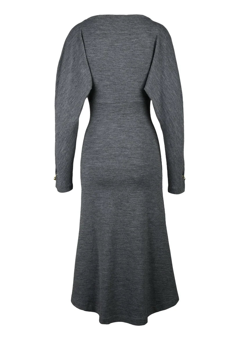 Long Wool Dress Grey - Grey