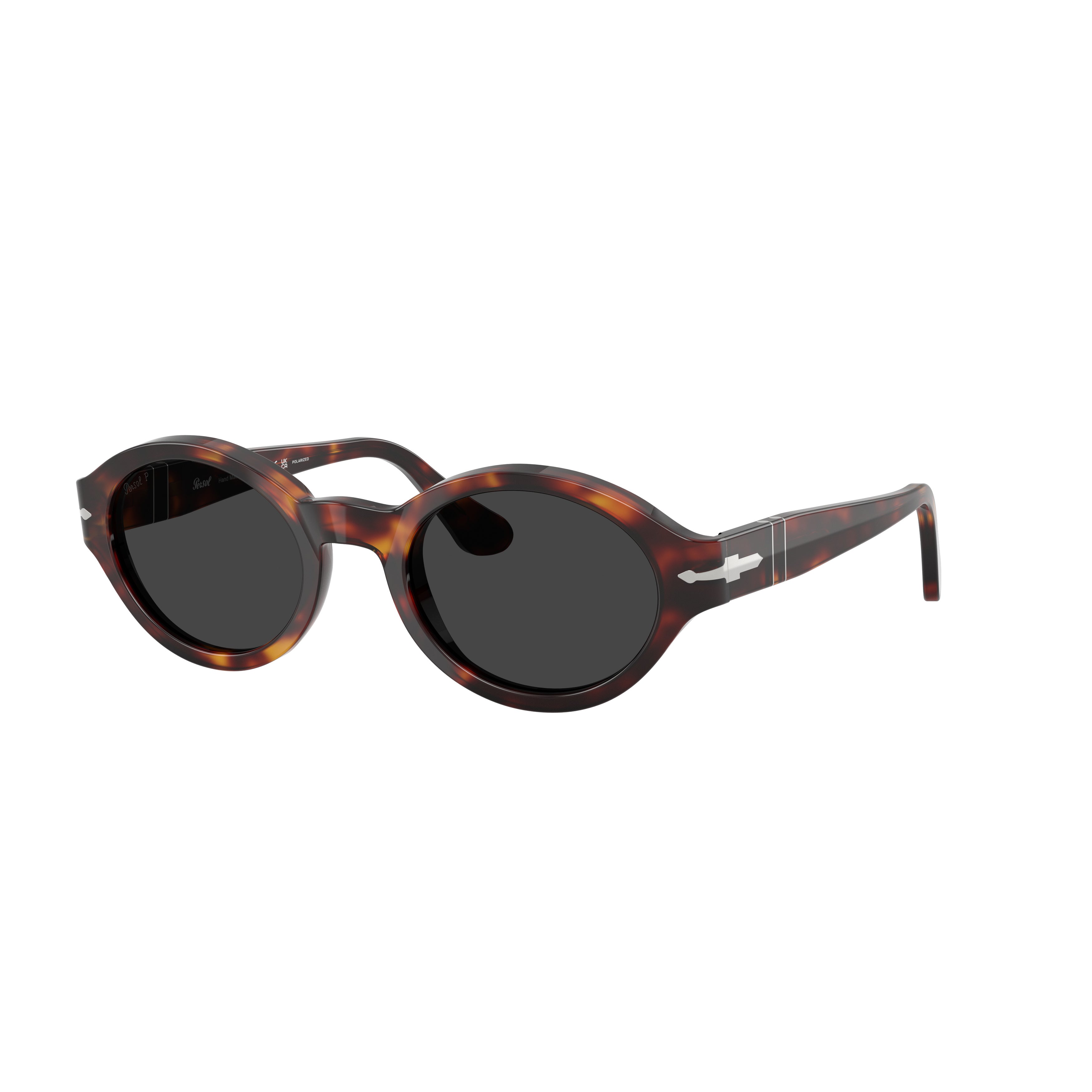 0po3378s Tortoiseshell Oval Frame Sunglasses with Metallic Detail