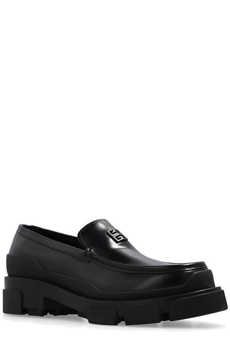 Polished Black Loafers With Chunky Rugged Sole
