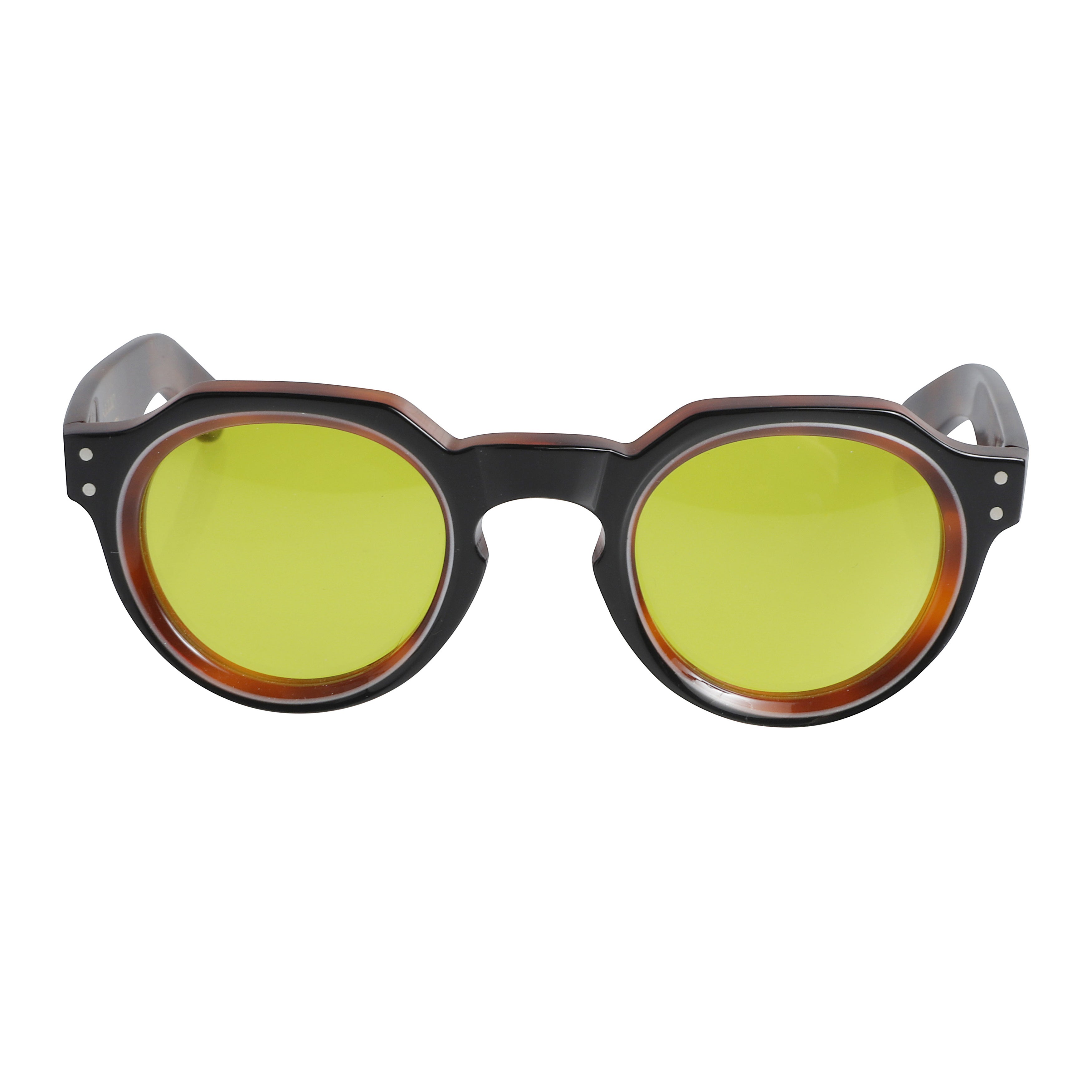 Spike Round Yellow Lens Sunglasses with Tortoiseshell Frame